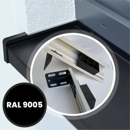 System SMART – montaż na kątownikach – zakończenia aluminiowe SMART Classic – RAL 9005.jpg
