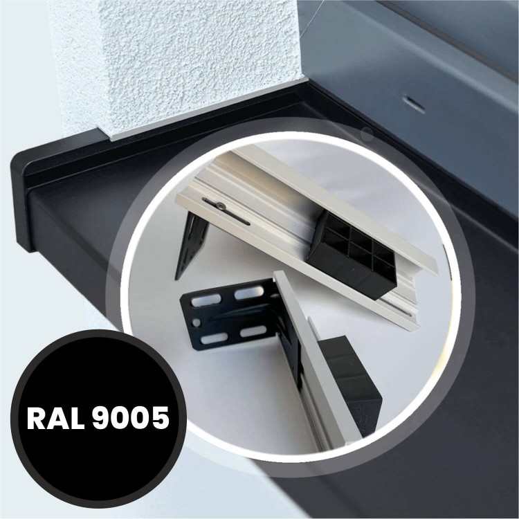 System SMART – montaż na kątownikach – zakończenia aluminiowe SMART Classic – RAL 9005.jpg