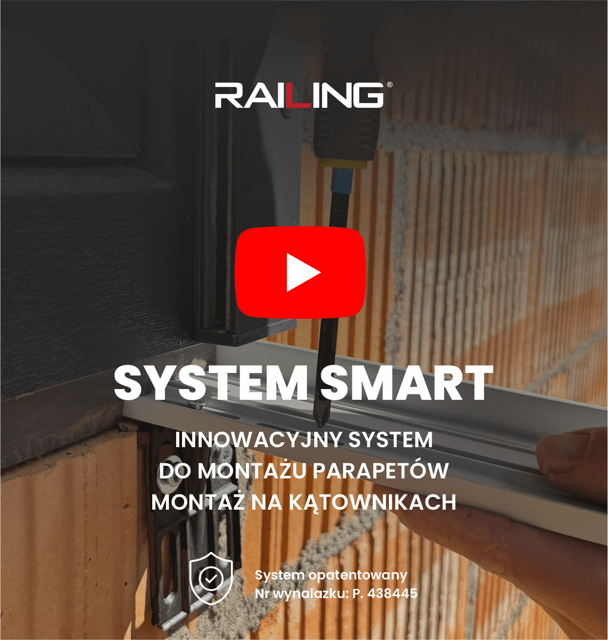 system SMART – animacja montażu parapetu na kątownikach, stabilna instalacja parapetów zewnętrznych